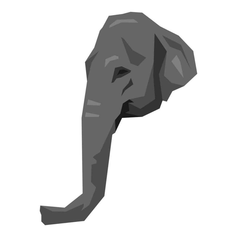 illustration of an elephant head. monochrome. side view. cartoon flat vector illustration.