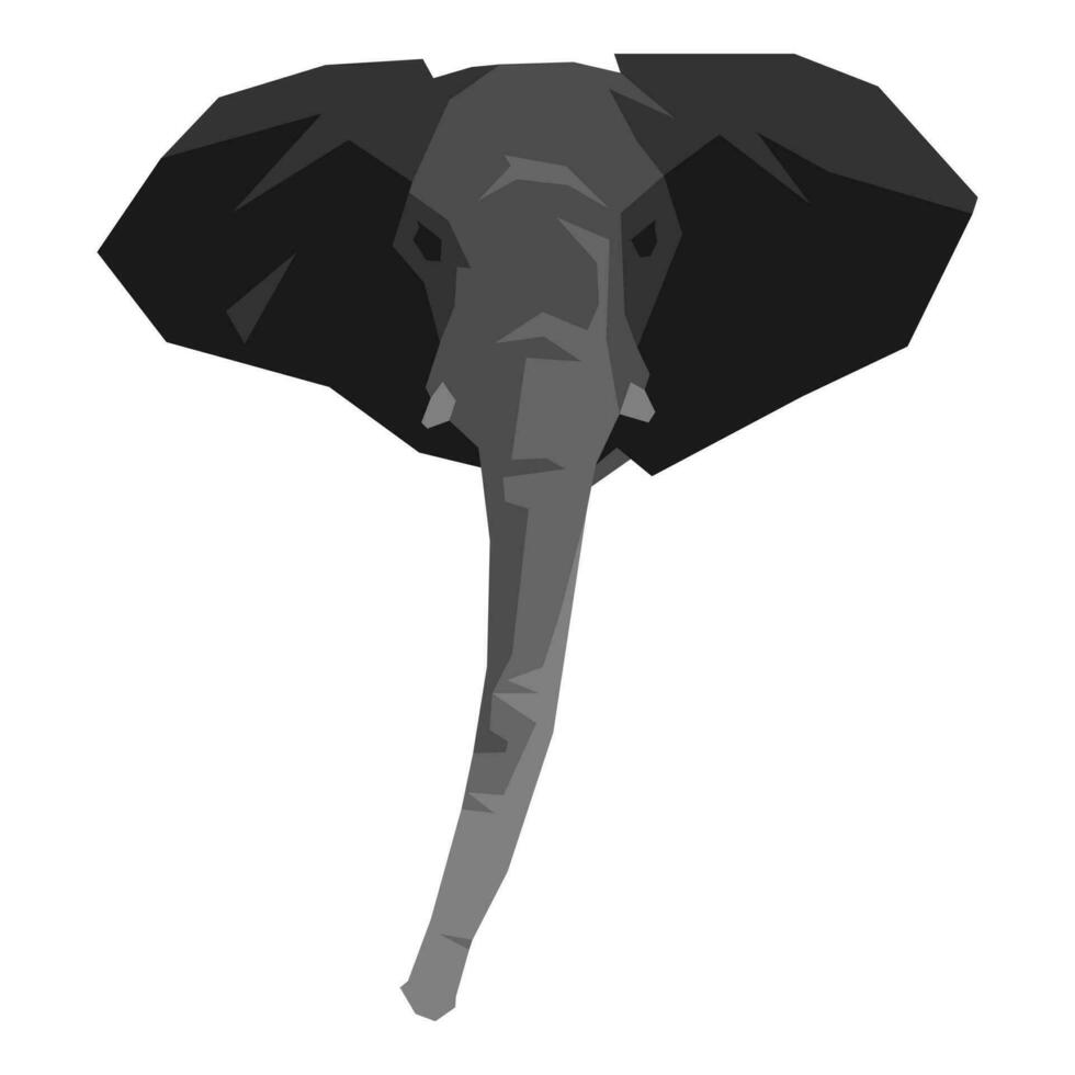 front view of elephant head illustration. monochrome color. cartoon flat vector illustration.