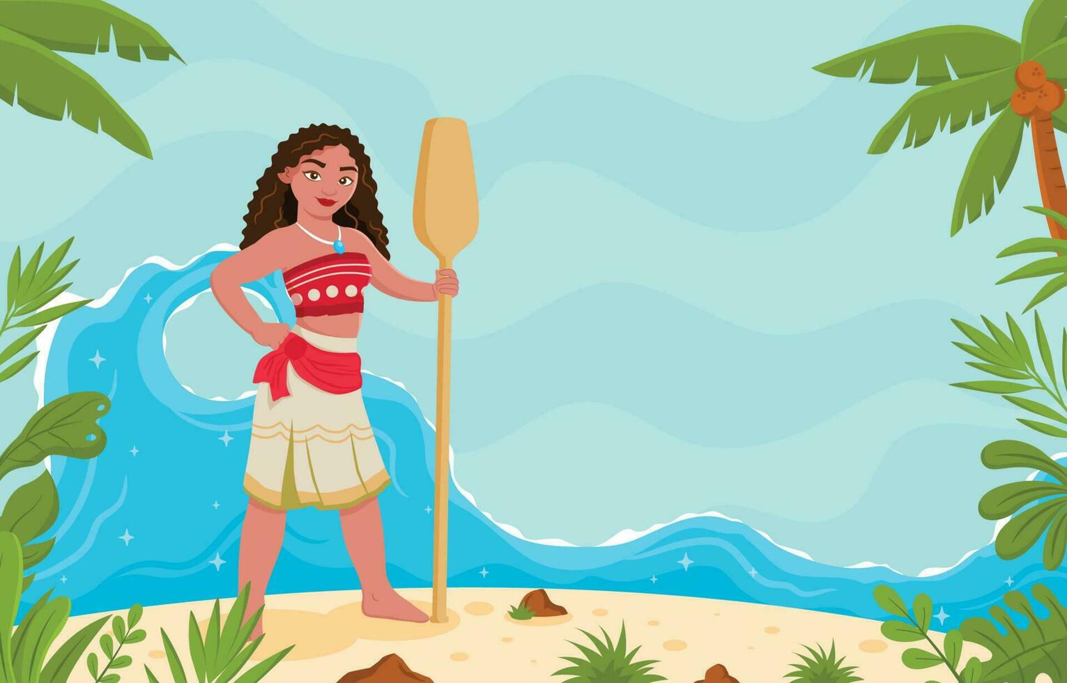 Hawaiian Girl in the Beach Background vector