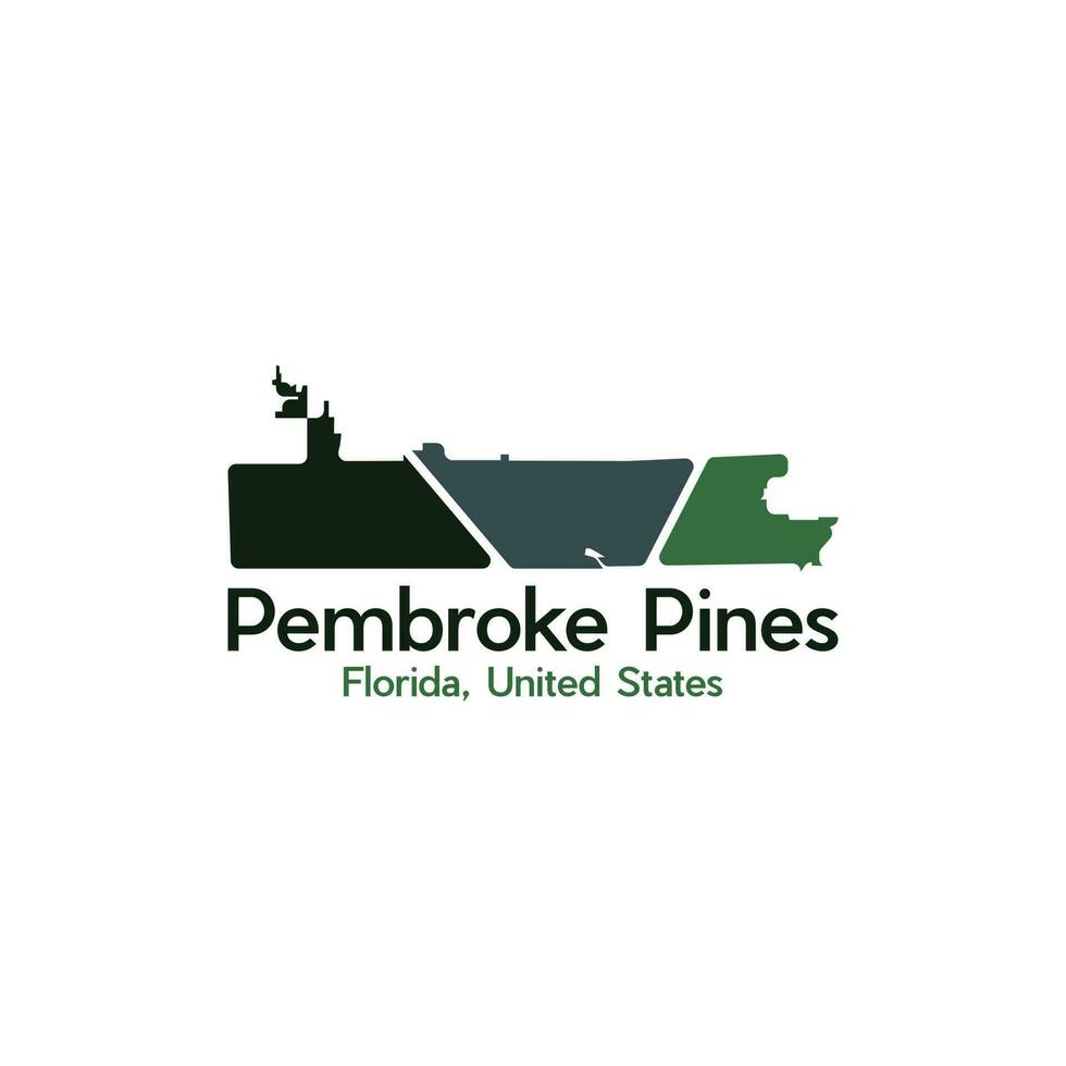 Map Of Pembroke Pines Modern Geometric Creative Design vector