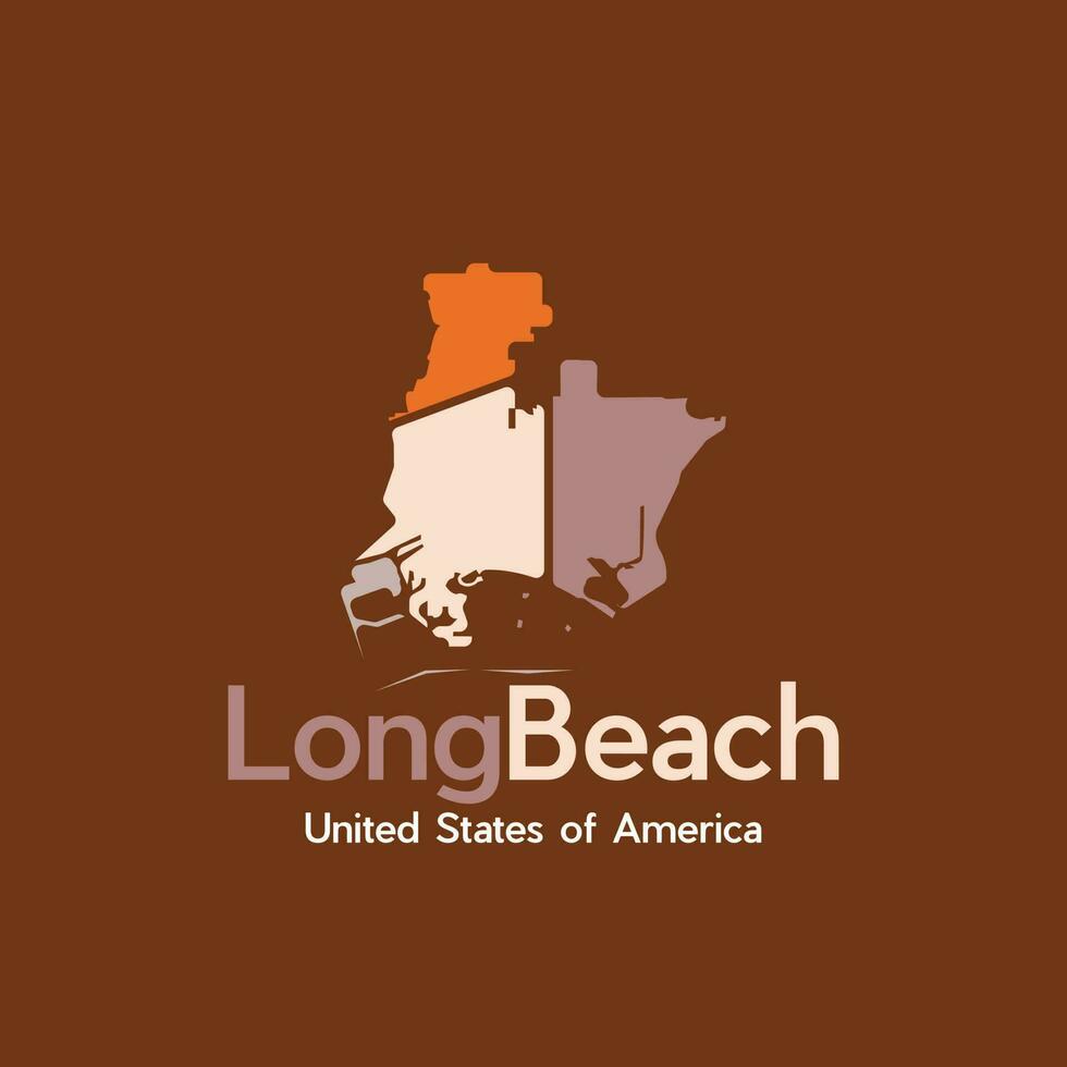 Long Beach City Geometric Simple Creative Design vector