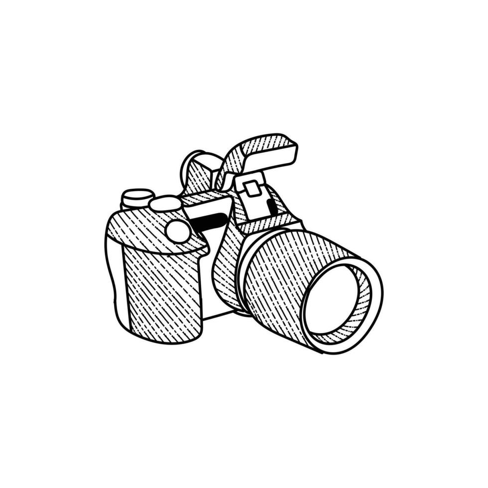 Camera Digital Illustration Line Art Style Creative Design vector