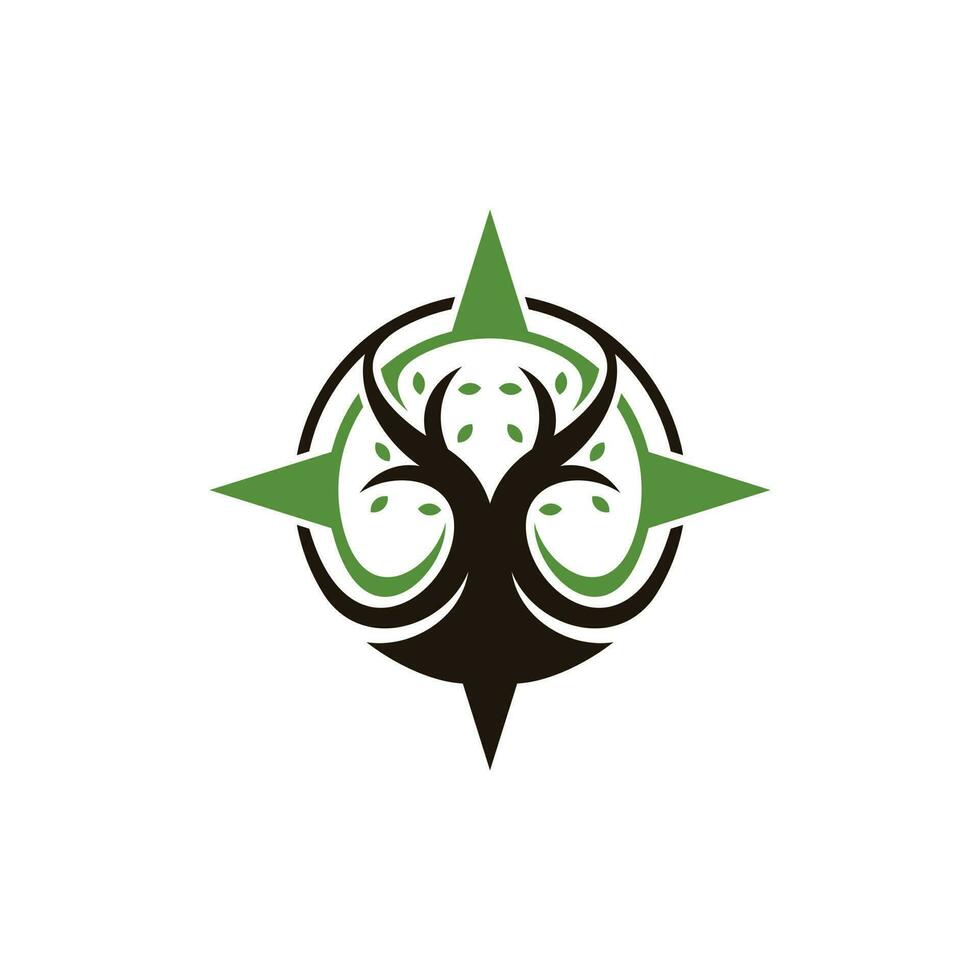 Compass Tree Oak Leaf Nature Creative Logo vector