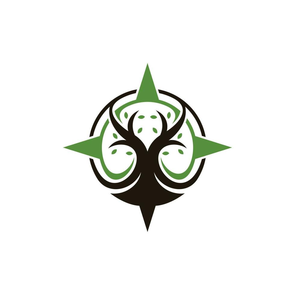 Compass Tree Oak Leaf Nature Creative Logo vector