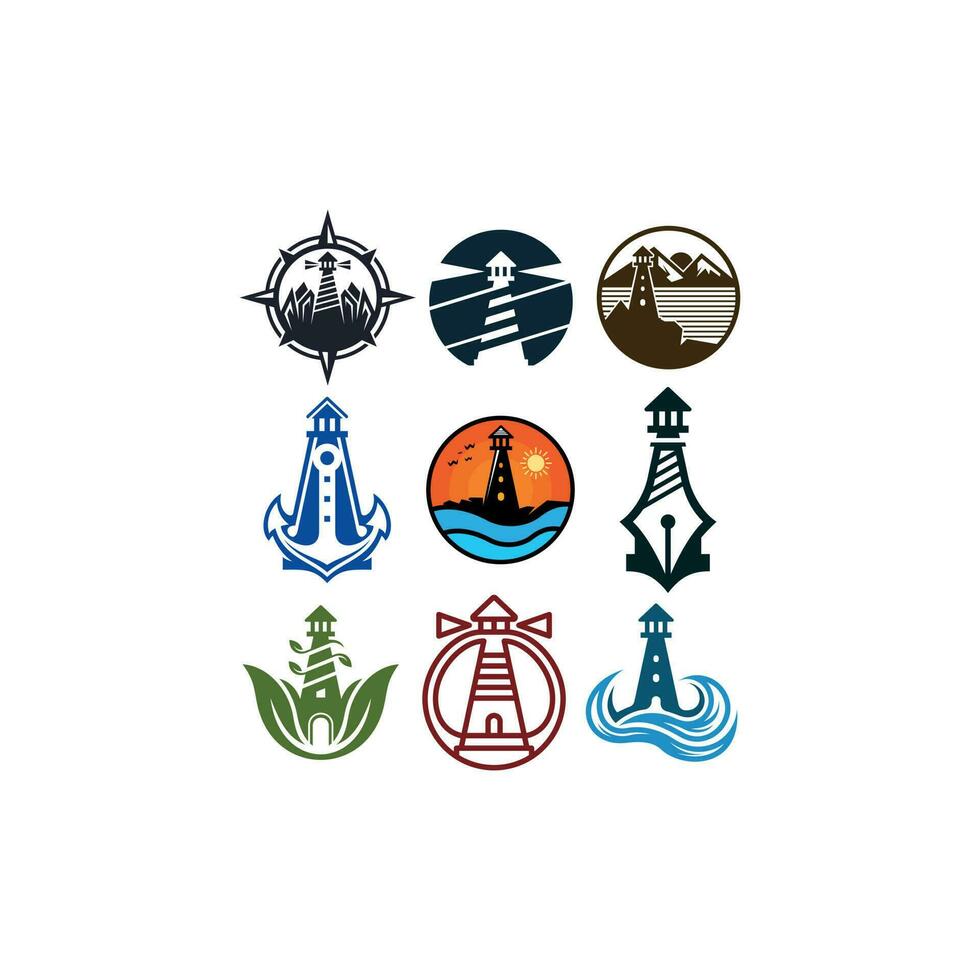 Set Lighthouse Icon Modern Collection Creative Design vector