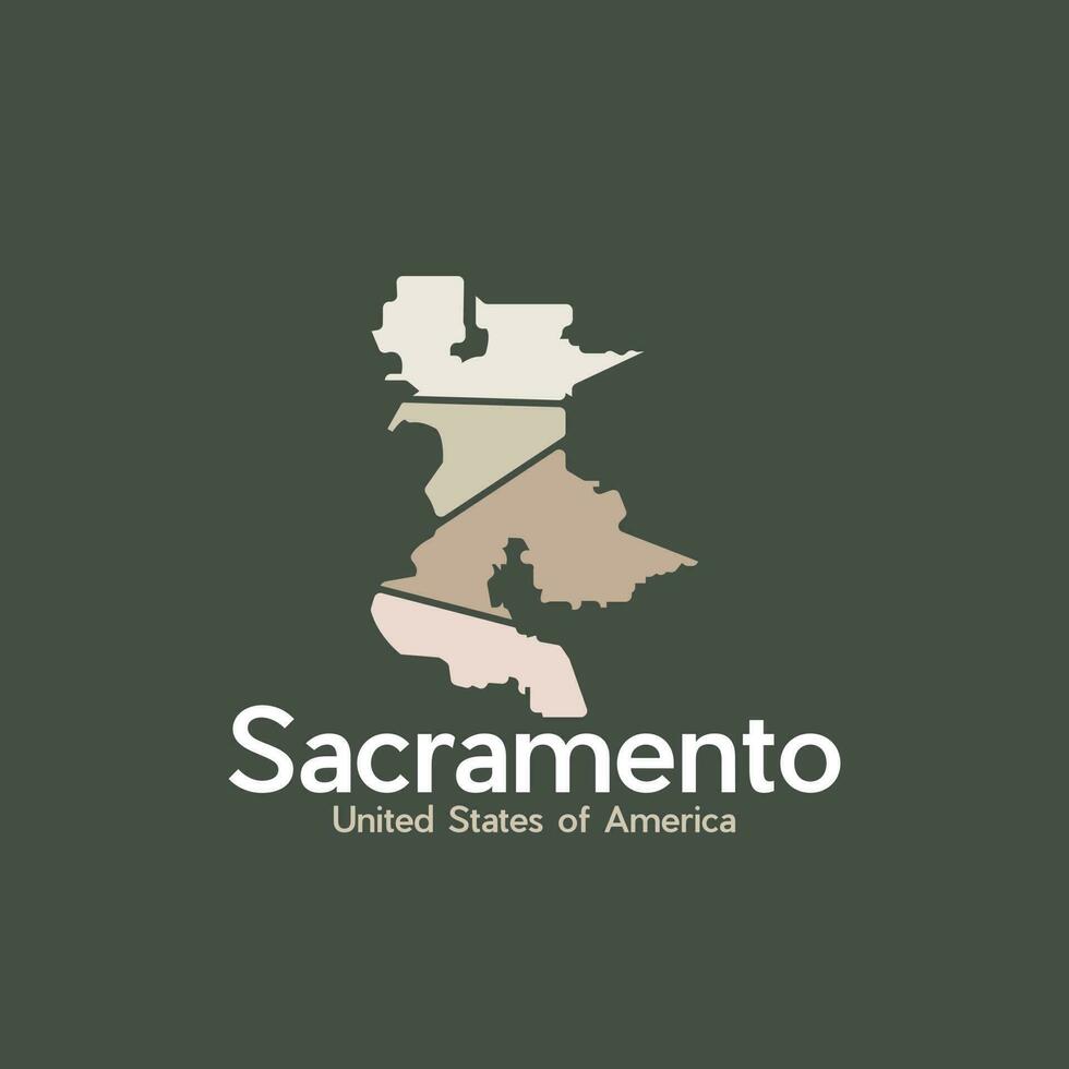 Sacramento ciudad mapa geométrico sencillo logo vector