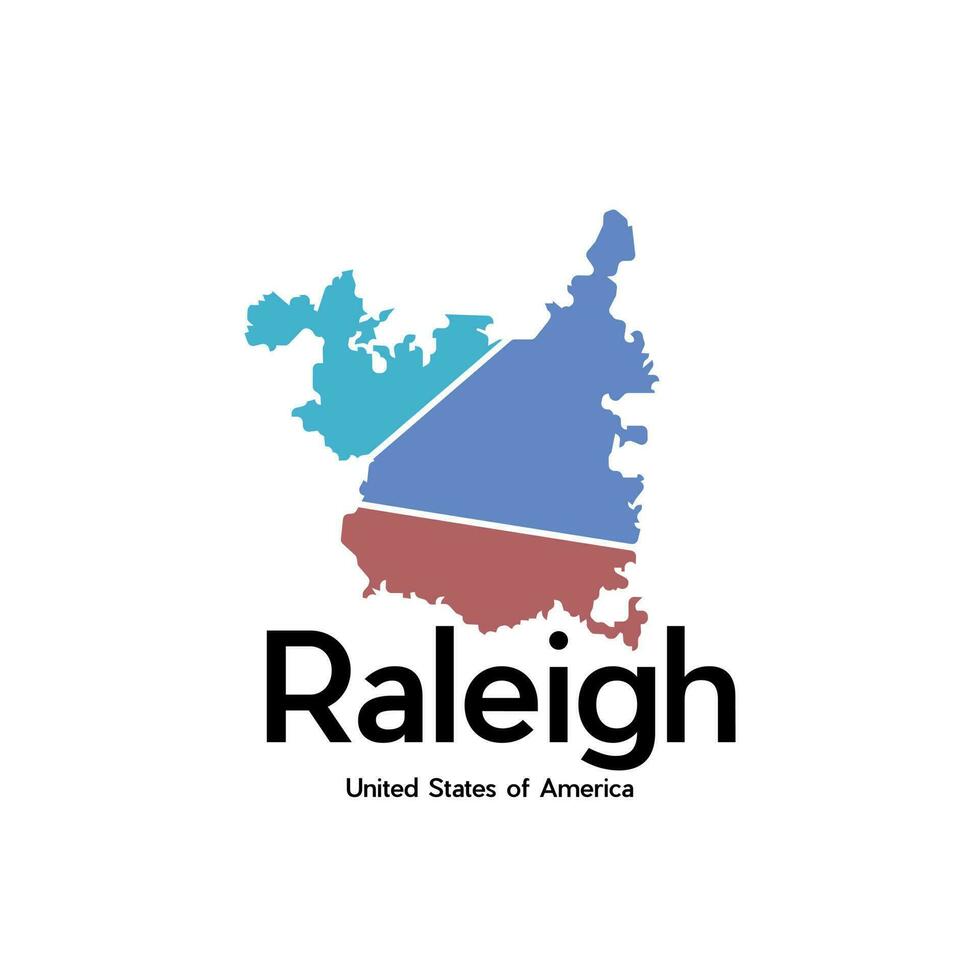 Map Of Raleigh City Modern Geometric Creative Design vector