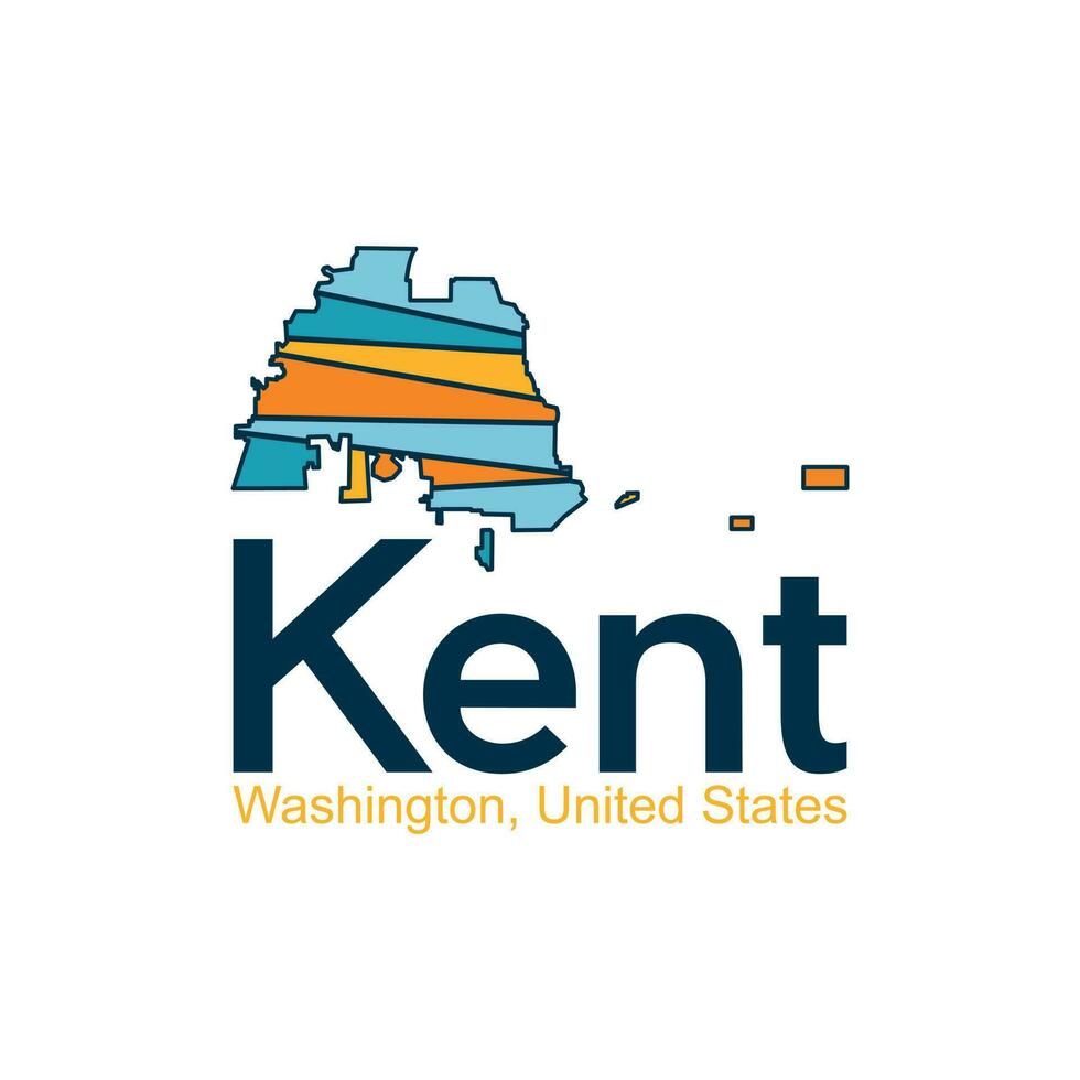 Map Of Kent Washington City United States Geometric Creative Design vector