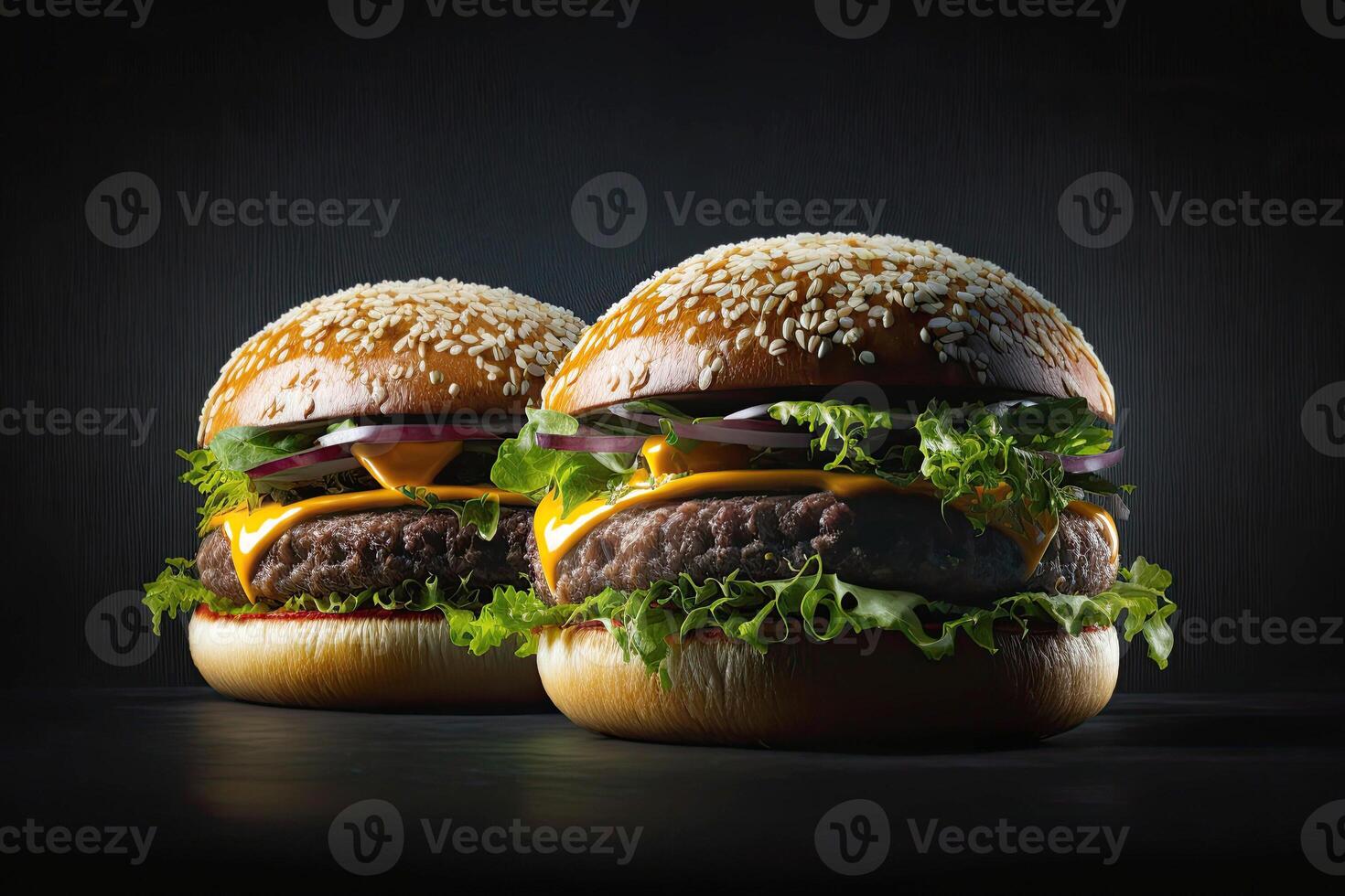 Burger on black background. photo