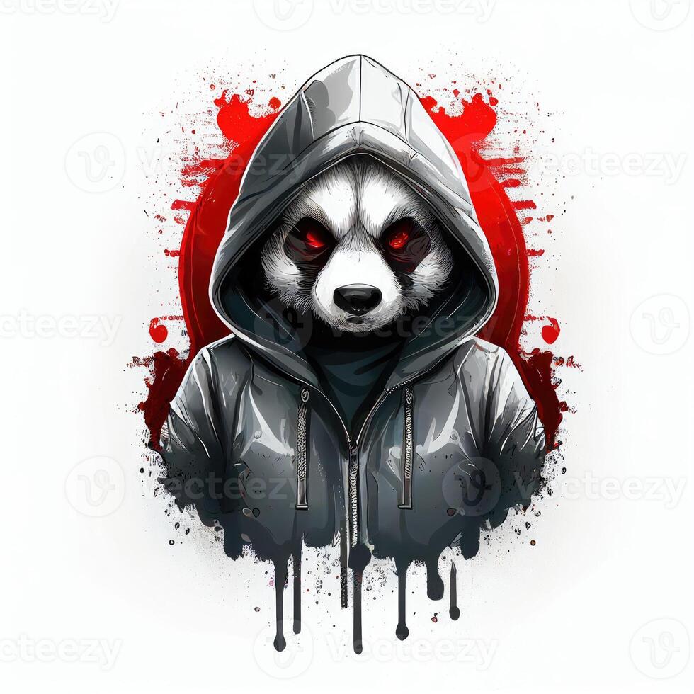 Panda wearing hoodie. photo