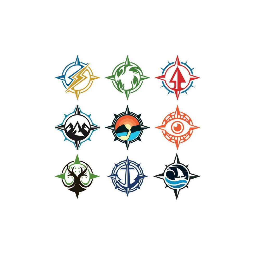 Set Compass Modern Icon Collection Creative Design vector