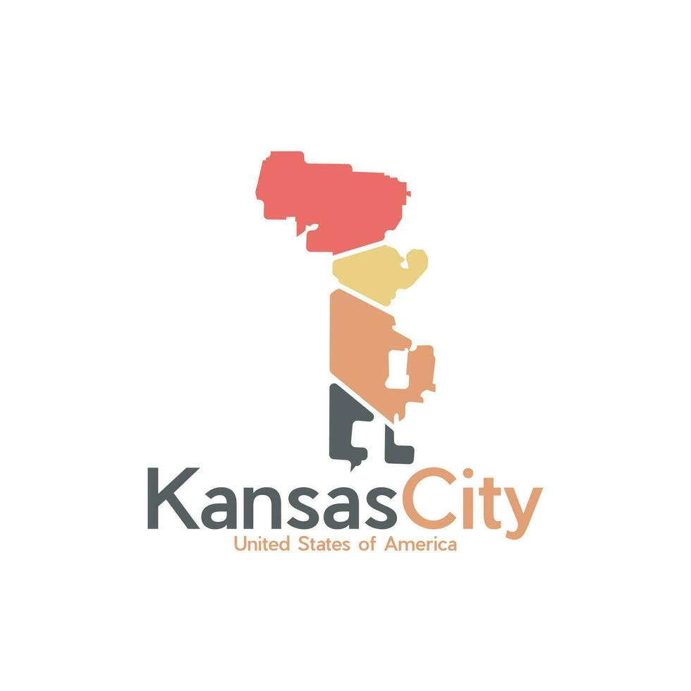 Kansas ciudad mapa geométrico sencillo logo vector