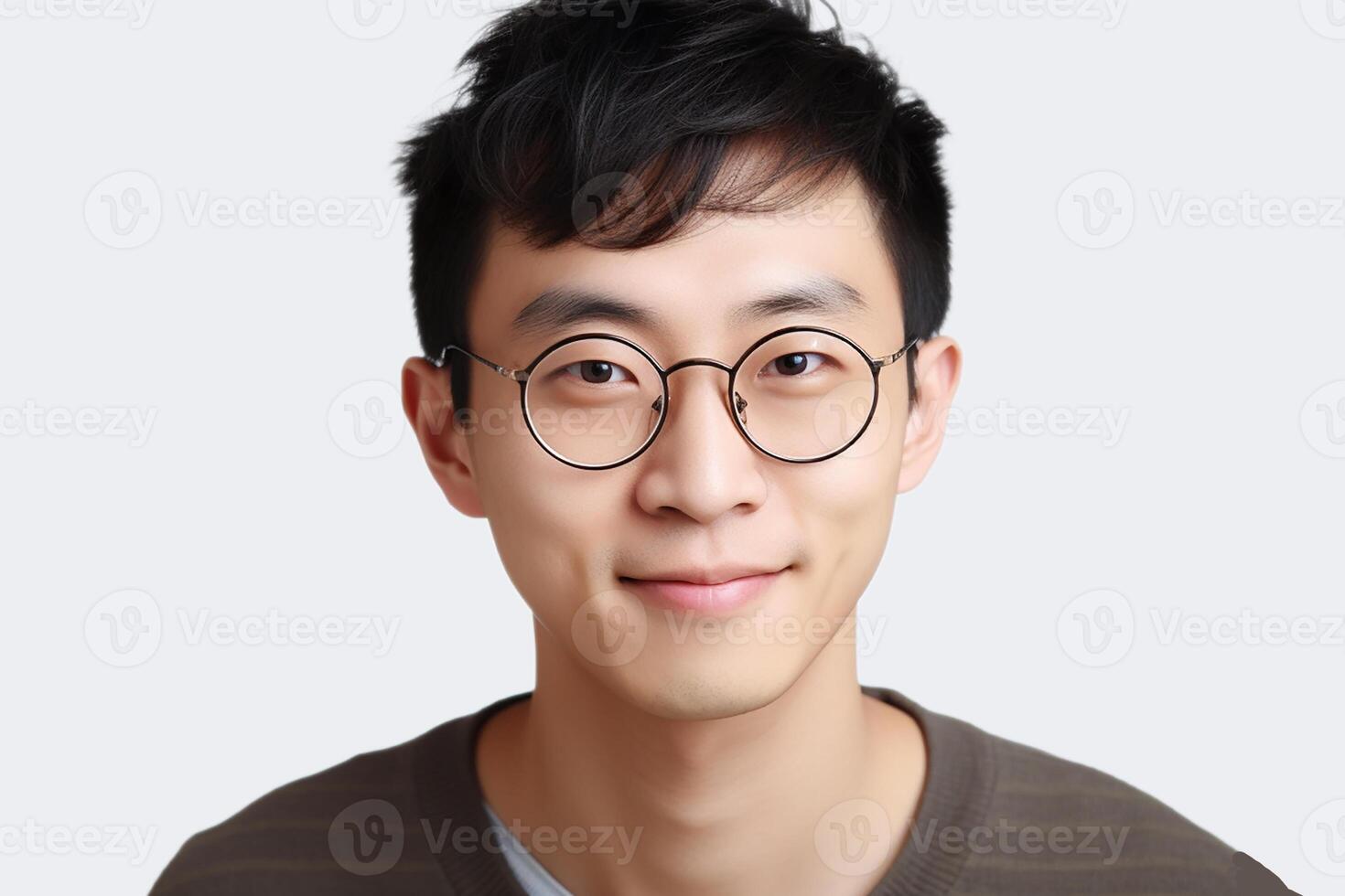 Samle afstand Tilbagetrækning Chinese young guy student with glasses, smiling. Generative AI 24032417  Stock Photo at Vecteezy