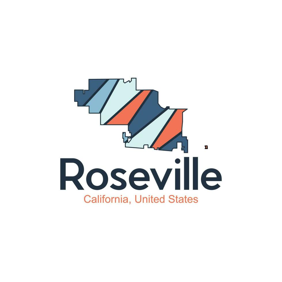 roseville California ciudad mapa moderno creativo logo diseño vector