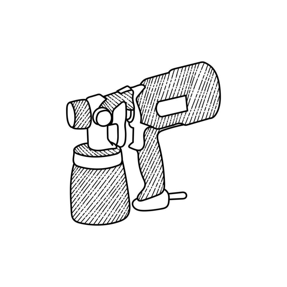 Paint Gun Tool Sprayer Line Art Illustration Design vector