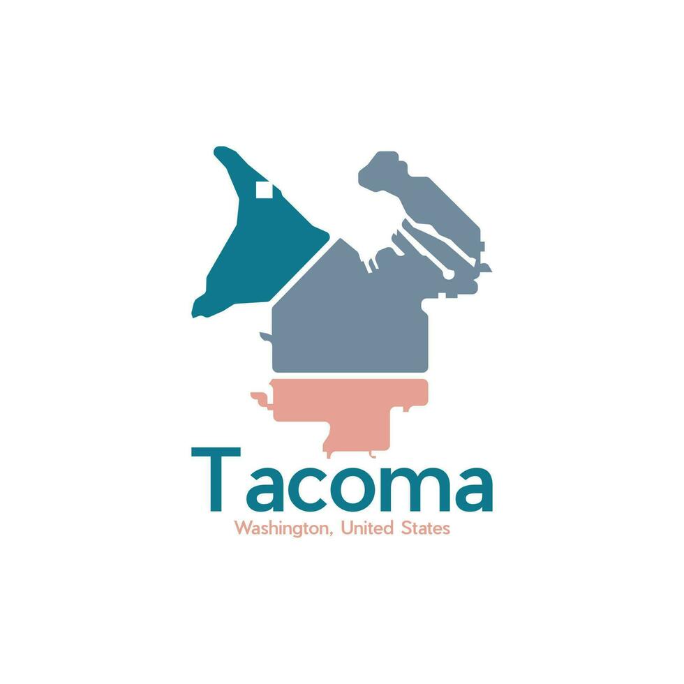 tacoma ciudad mapa geométrico ilustración creativo diseño vector