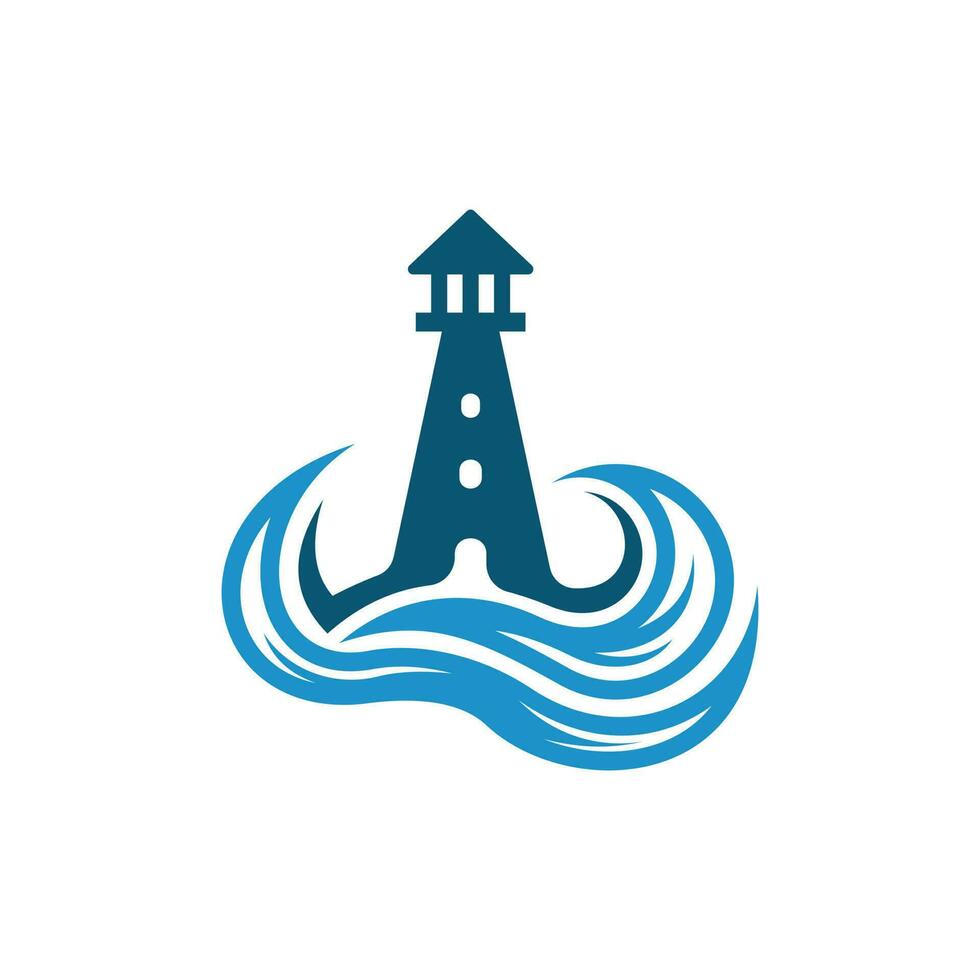 Lighthouse Wave Sea Creative Logo vector