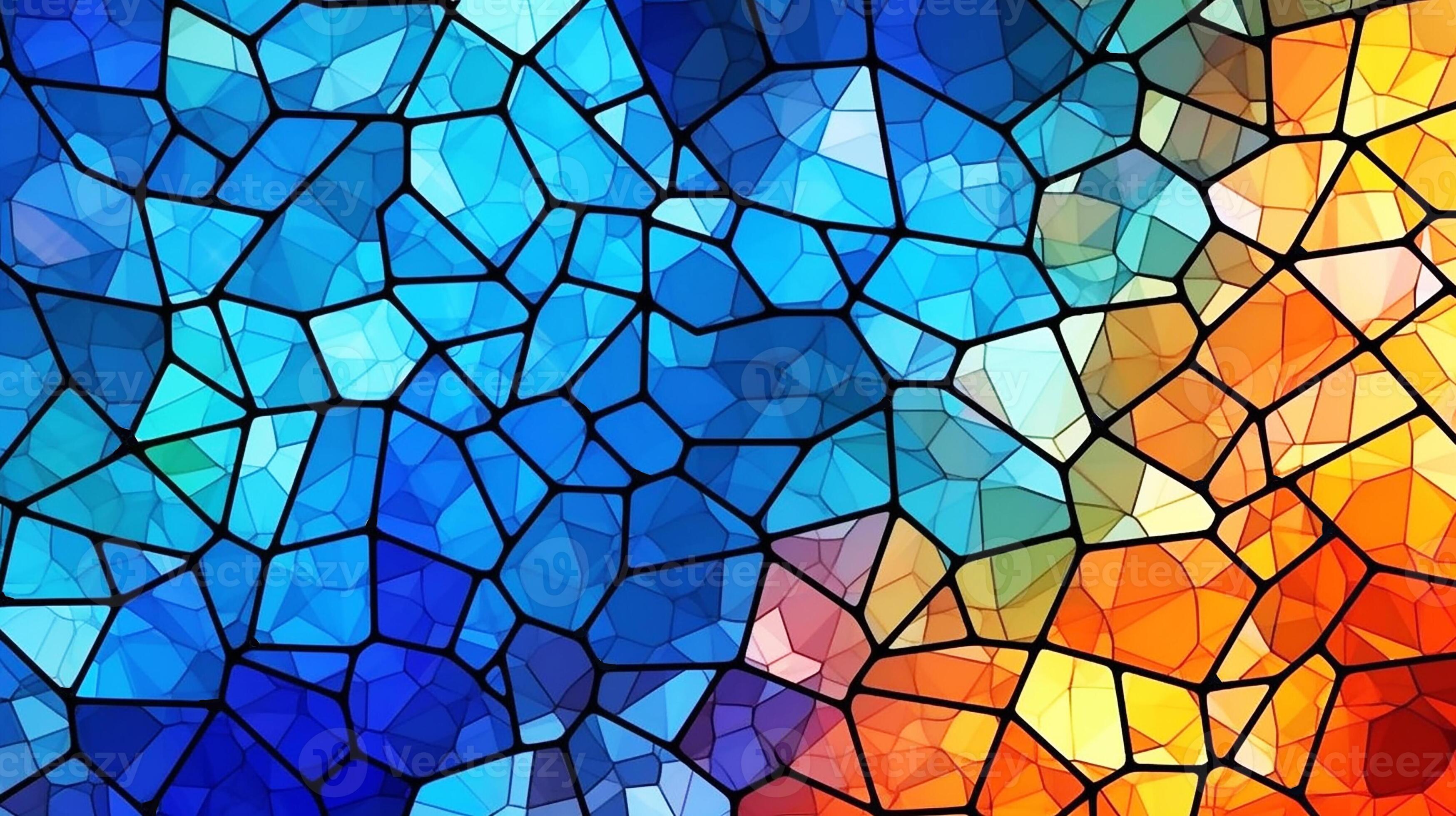 Beautiful stained glass pattern, fibonacci, polygons, technology, clean