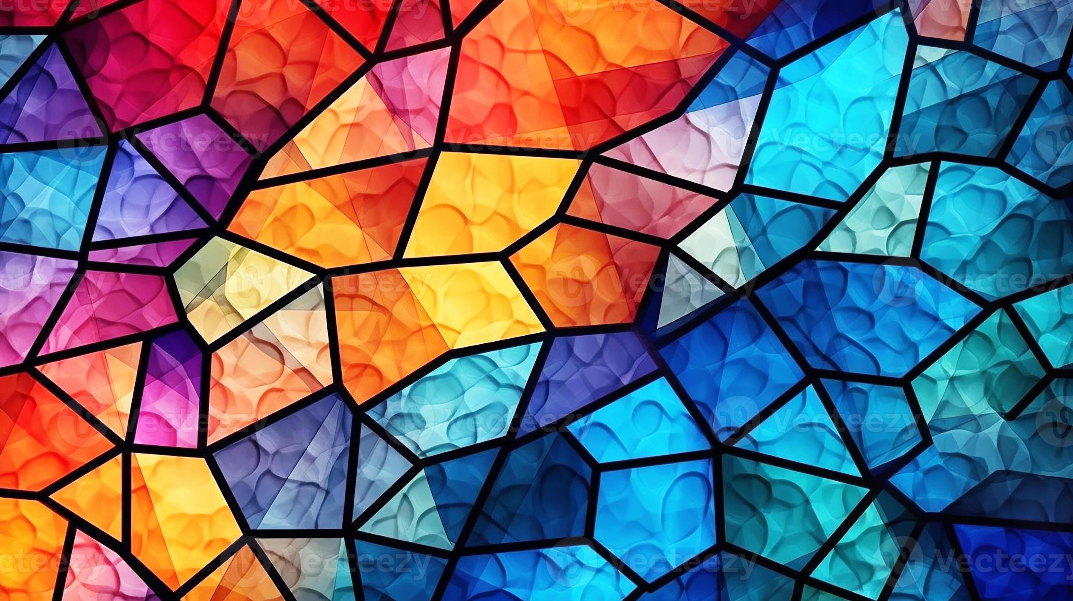 Beautiful stained glass pattern, fibonacci, polygons, technology, clean