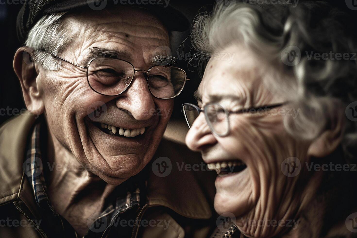 un contento mayor pareja, riendo y disfrutando sí mismos juntos. generativo ai foto