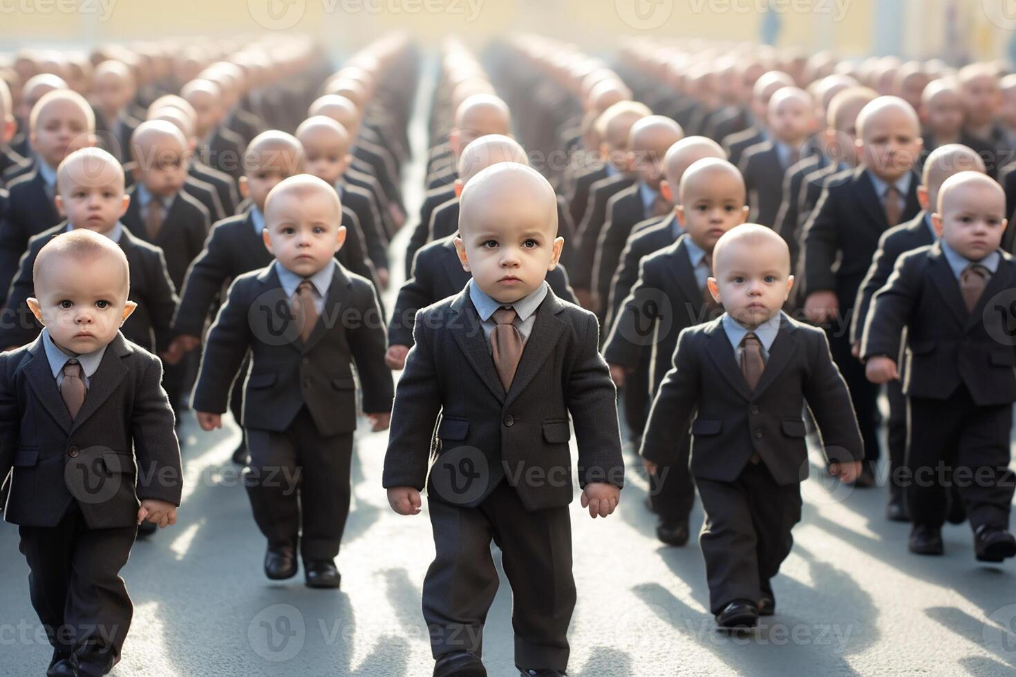 An army of kids. Lots of little kids in business suits. photo