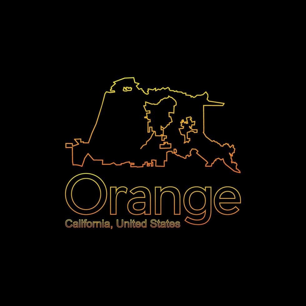 Orange California City United States Line Modern Creative Design vector