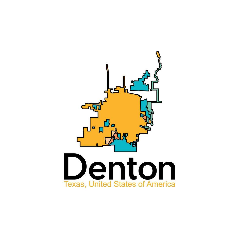 Map Of Denton Texas City Geometric Illustration Creative Design vector