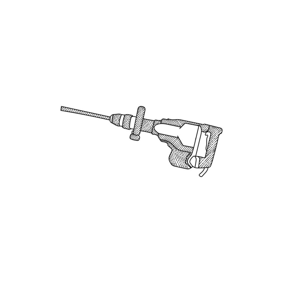 Electric Jackhammers Tool Line Art Illustration Creative Design vector