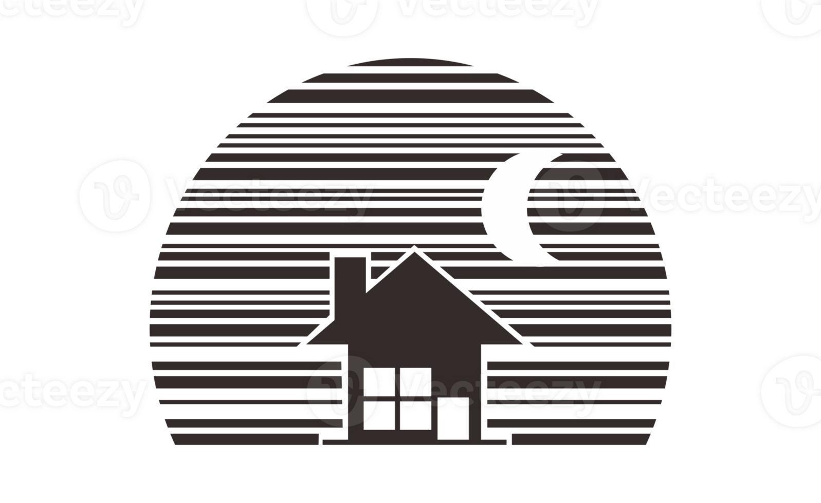 House At Night Silhouette With Transparent Background png