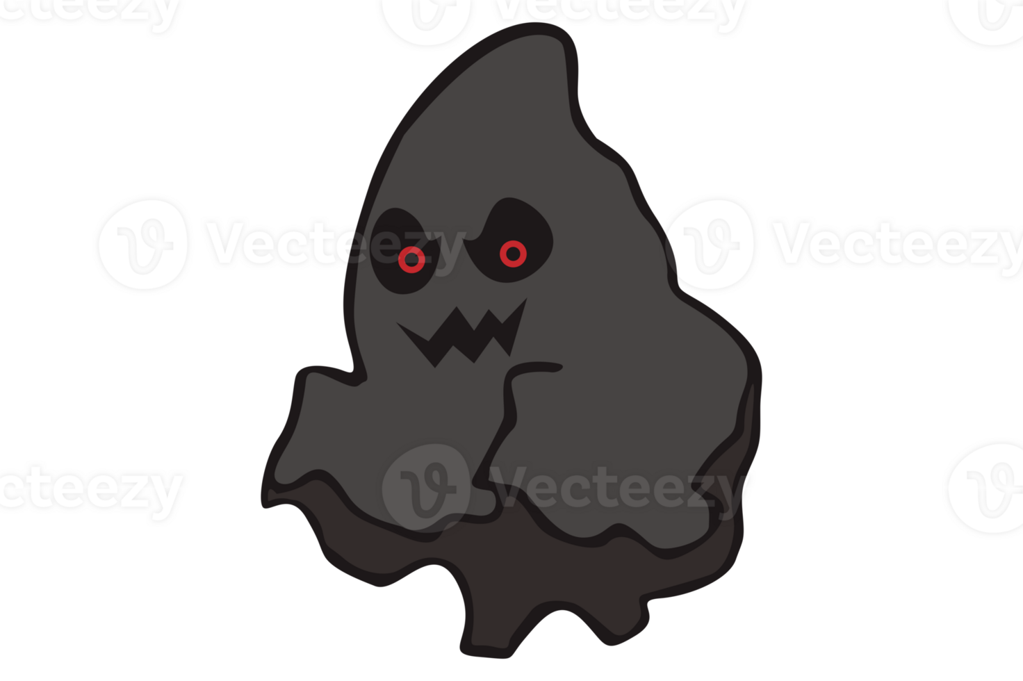 Smiling Dark Evil Ghost Cartoon Character On Transparent Background png