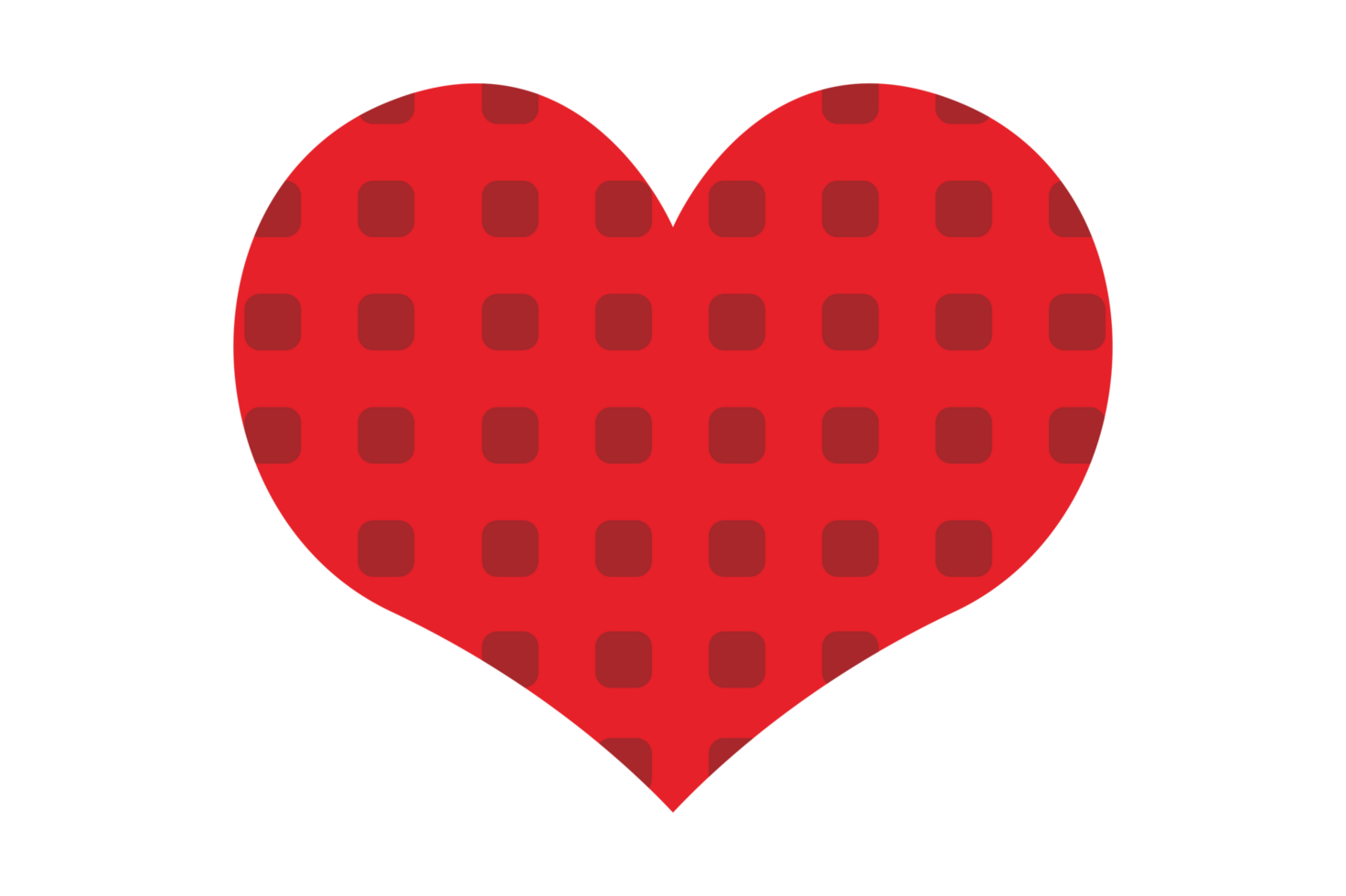 Red Love with Square Dots Pattern With Transparent Background png
