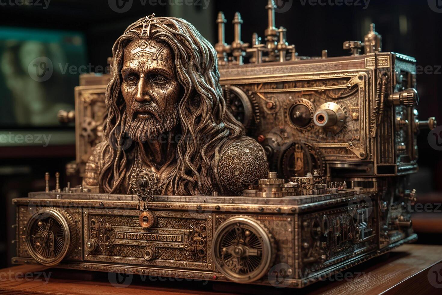 Vintage Artificial Intuitive in the form of Jesus Christ. photo