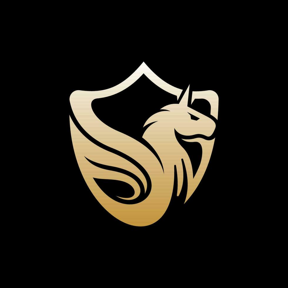 Animal Pegasus Shield Luxury Modern Creative Logo vector