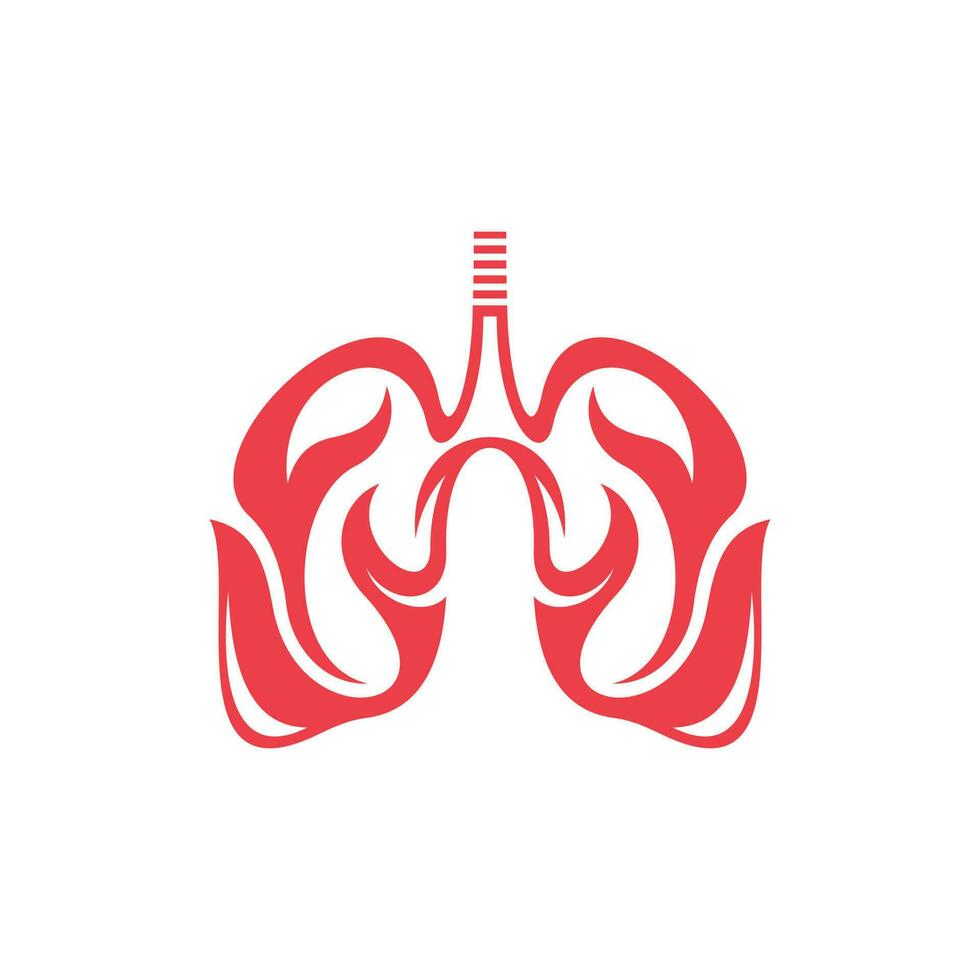 Human Lungs Fire Flame Creative Logo vector