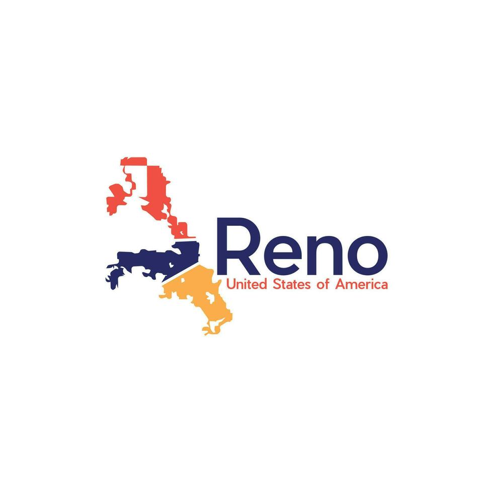 reno ciudad mapa ilustración moderno creativo logo diseño vector