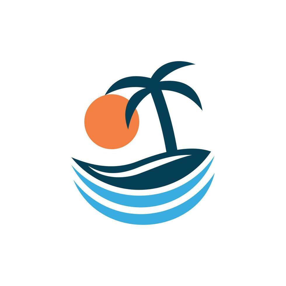verano playa árbol naturaleza creativo logo vector