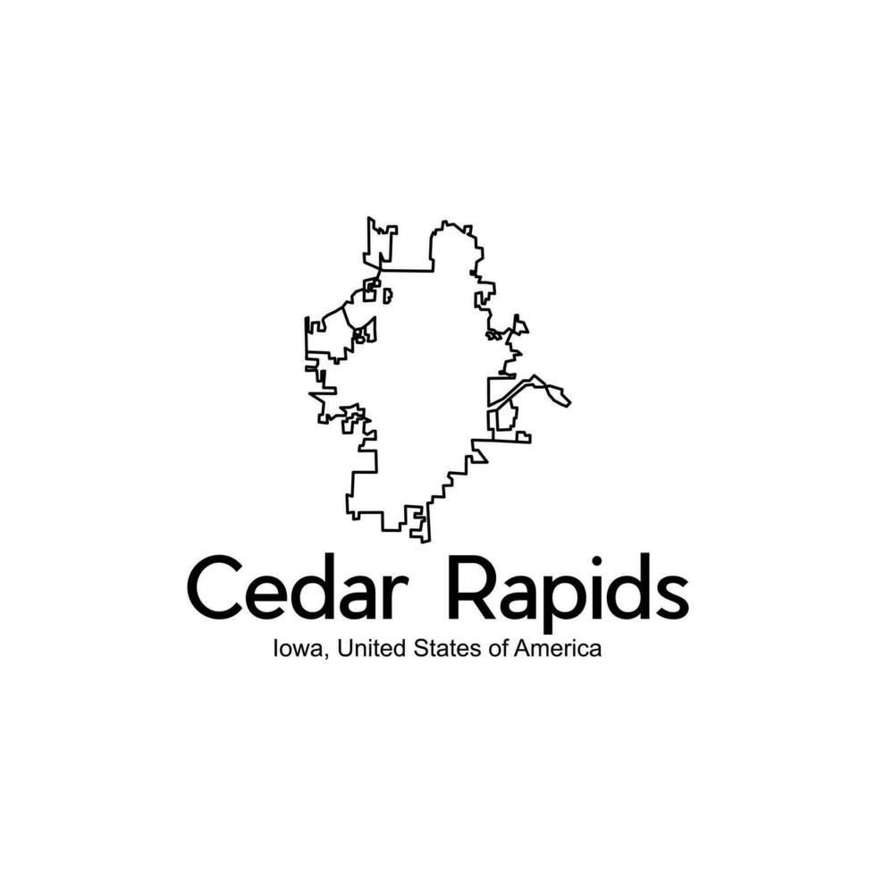 Map Of Cedar Rapids Iowa City Illustration Creative Design vector