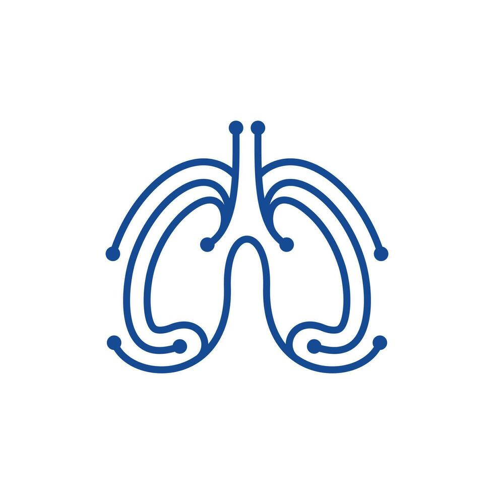 Human Lungs Technology Line Modern Simple Creative Logo vector