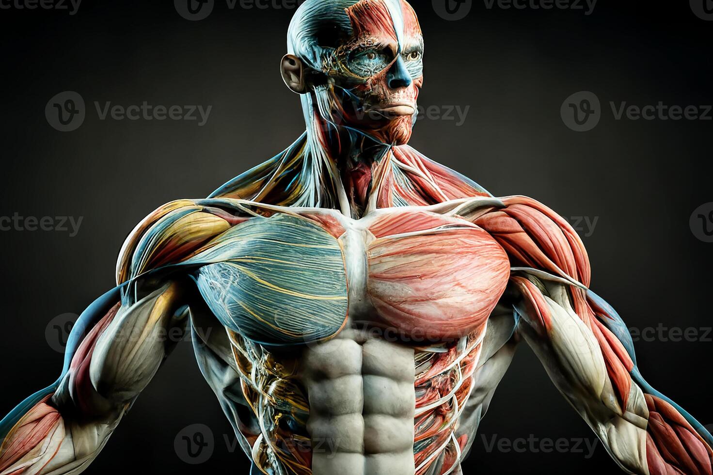 Anatomy, human muscles on a dark background. photo