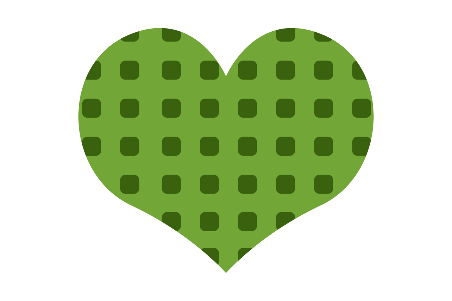 Green Love with Square Dots Pattern With Transparent Background png