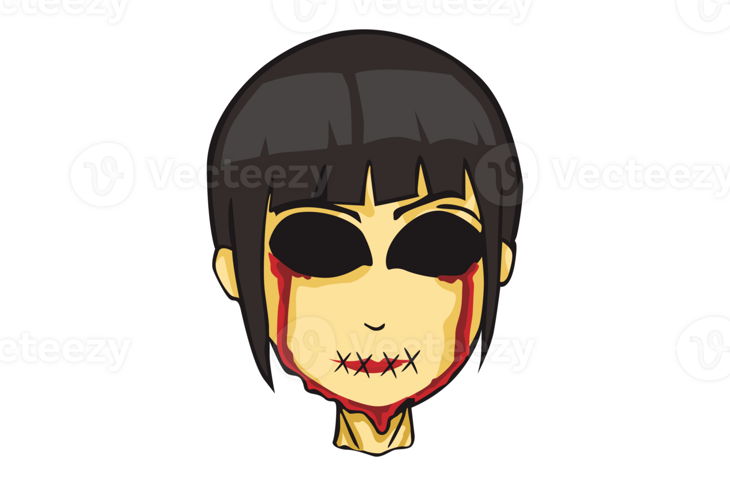 Girl Ghost Cartoon Character Head on Transparent Background png