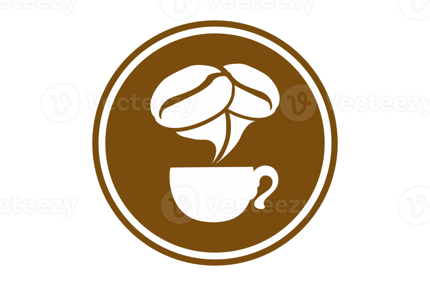 Circle Coffee Bean Logo On Transparent Background png