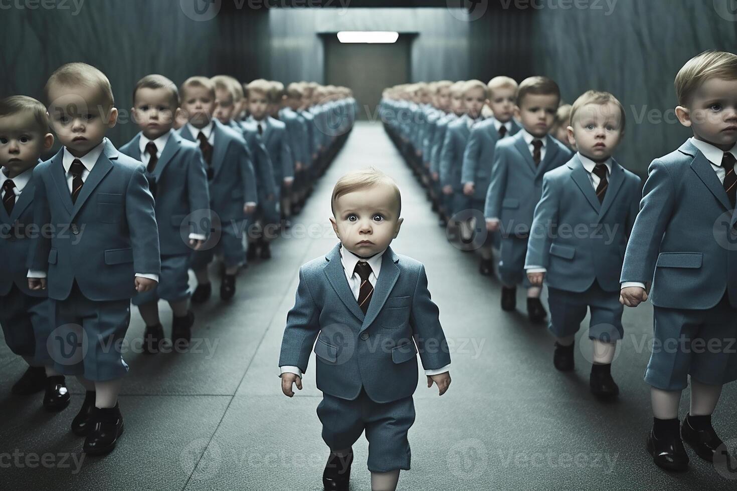 An army of kids. Lots of little kids in business suits. photo
