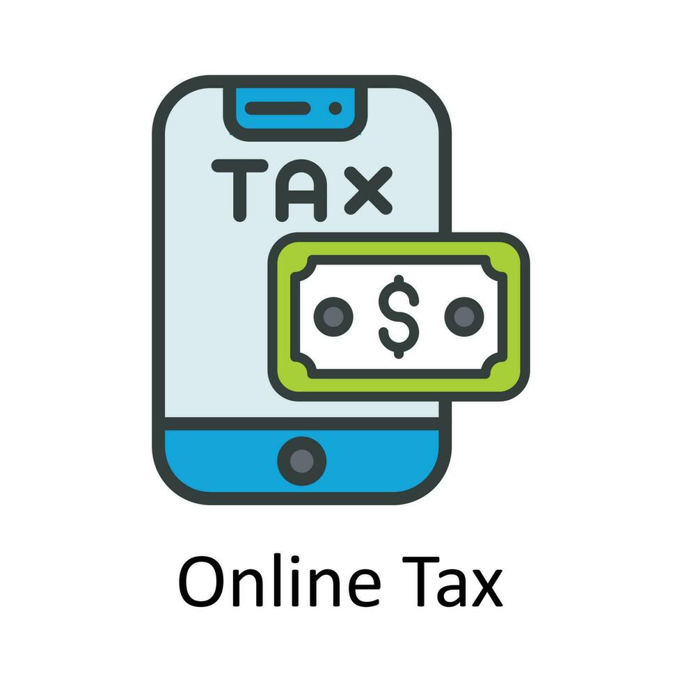 Online Tax  vector  Fill  outline Icon Design illustration. Taxes Symbol on White background EPS 10 File