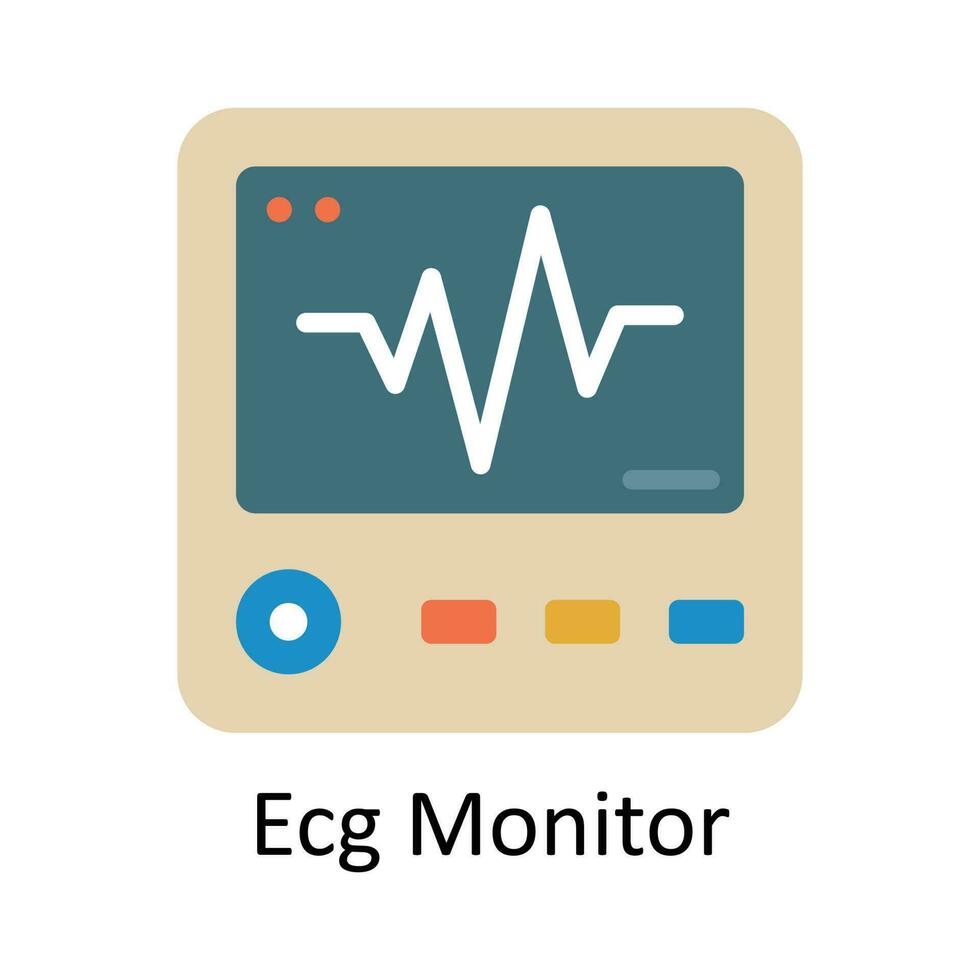 ecg monitor vector plano icono diseño ilustración. médico y cuidado de la salud símbolo en blanco antecedentes eps 10 archivo