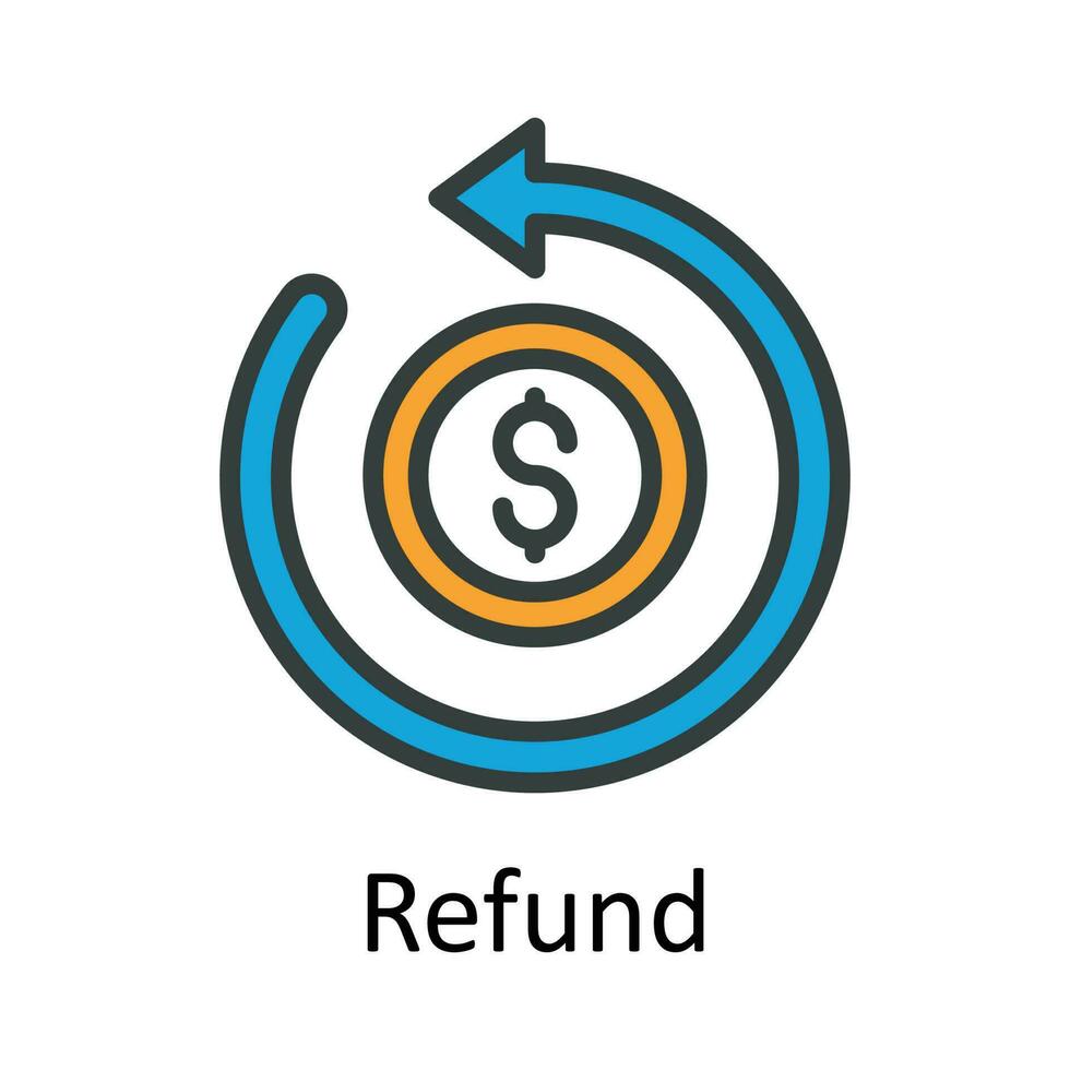 Refund vector  Fill  outline Icon Design illustration. Taxes Symbol on White background EPS 10 File