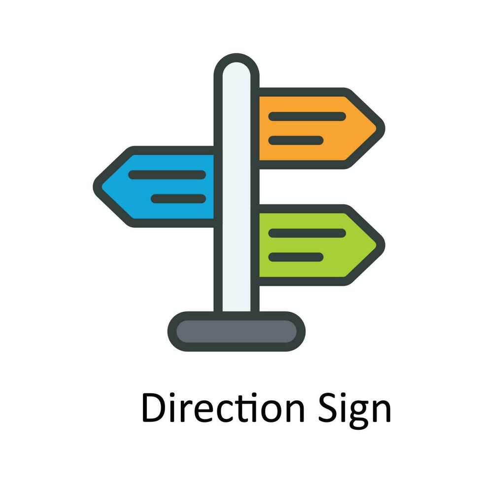 Direction Sign vector  Fill  outline Icon Design illustration. Location and Map Symbol on White background EPS 10 File