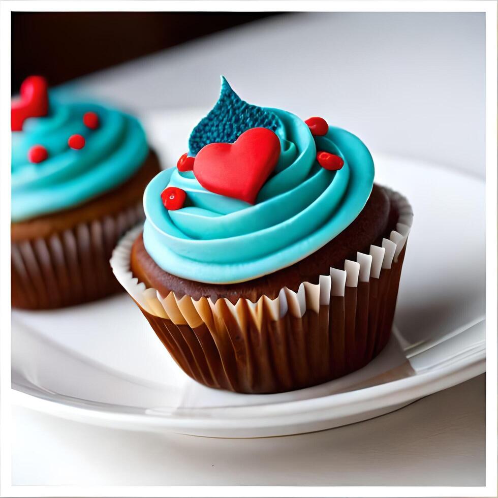 Cupcakes with cute heart toppings, pro photo