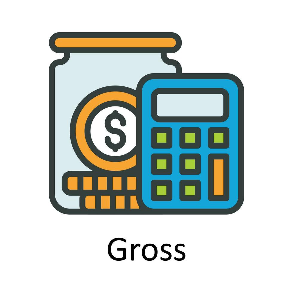 Gross vector  Fill  outline Icon Design illustration. Taxes Symbol on White background EPS 10 File