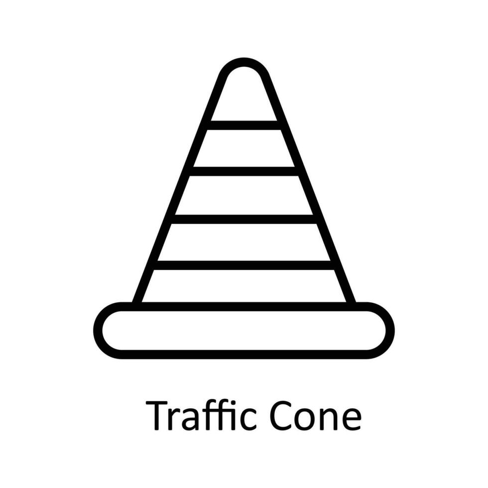 Traffic Cone  vector   outline Icon Design illustration. Work in progress Symbol on White background EPS 10 File